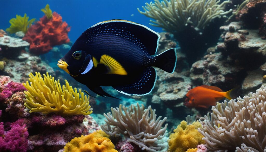 Black Tang Fish in Natural Reef Habitat