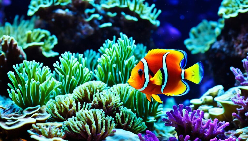 Clown Tang feeding in a marine aquarium