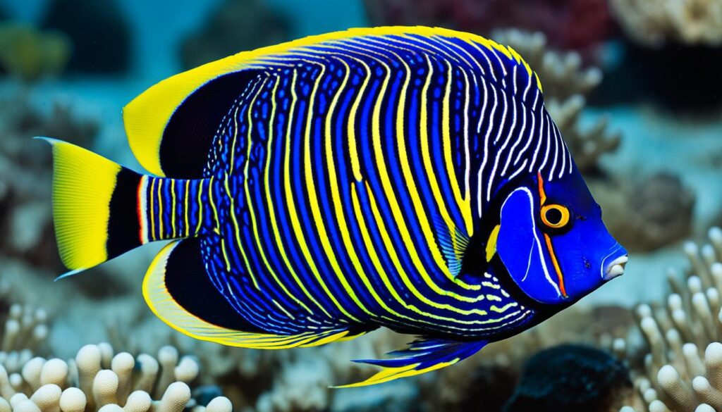 Emperor Angelfish color differentiation and stripe patterns