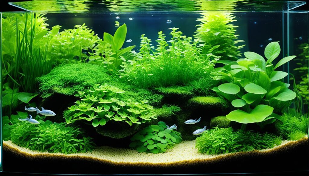 Floating Amazon Frogbit in an Aquarium