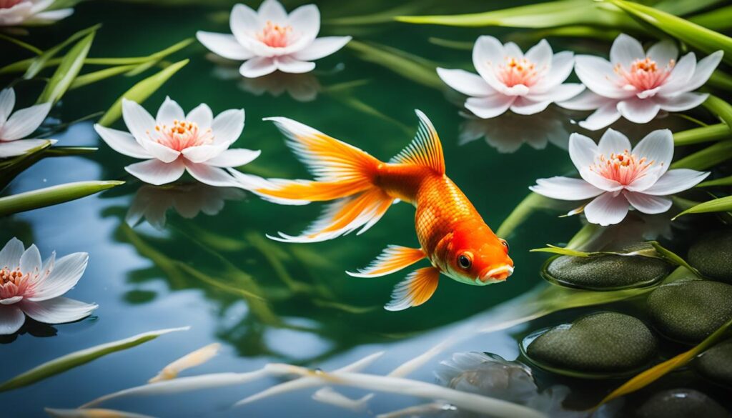 Ryukin Goldfish in a Traditional Asian Setting