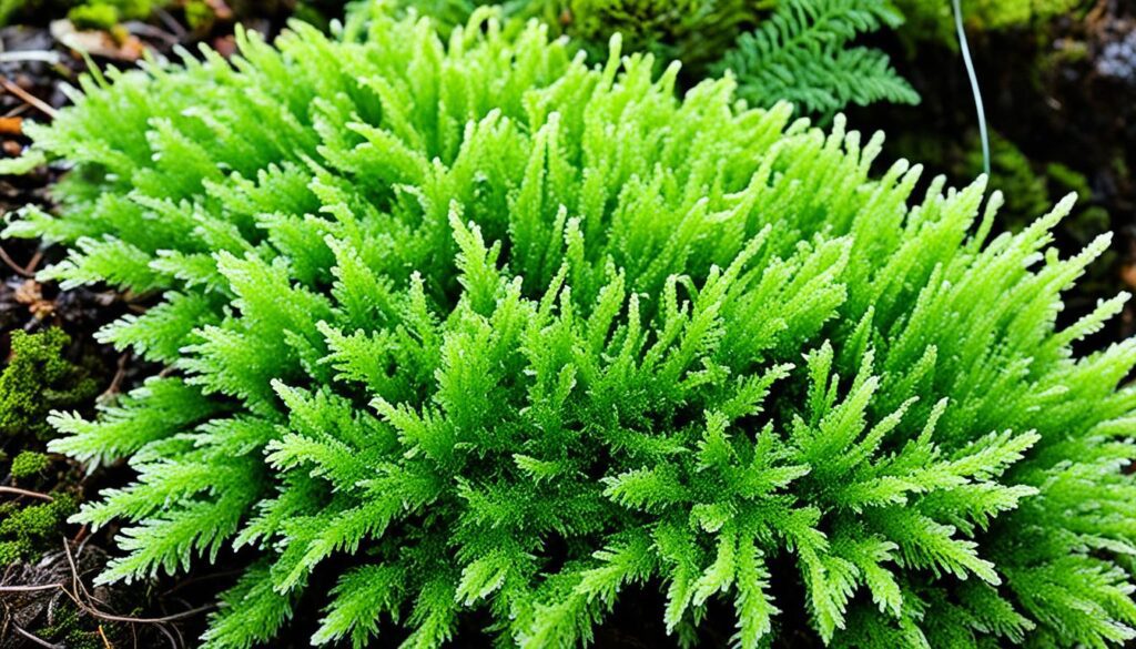 Triangular-shaped moss of Java Moss