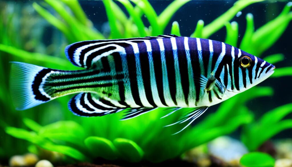 Zebra Danio Fish Swimming in Well-Designed Aquarium