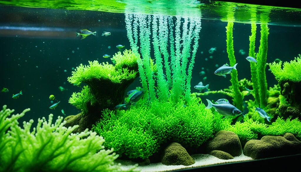 Algae Bloom in Aquarium Ecosystem