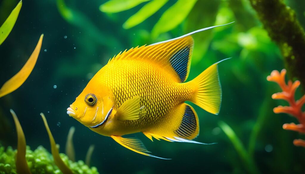 Amazon Basin Golden Angelfish in natural habitat