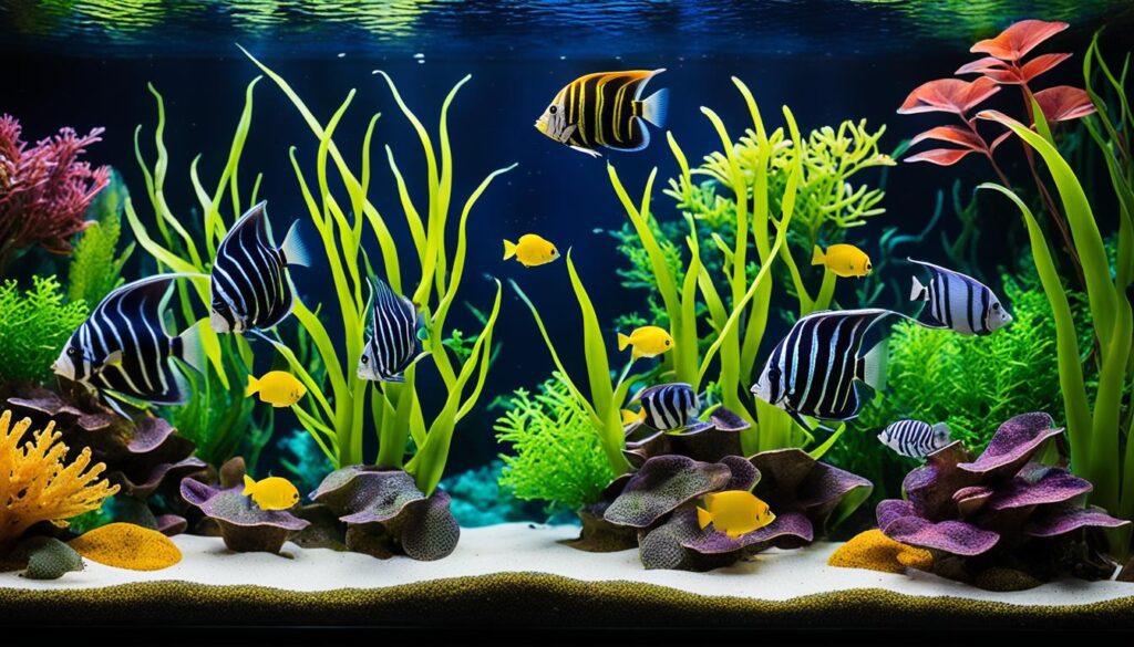 Aquatic Plant Decoration in Angelfish Aquarium