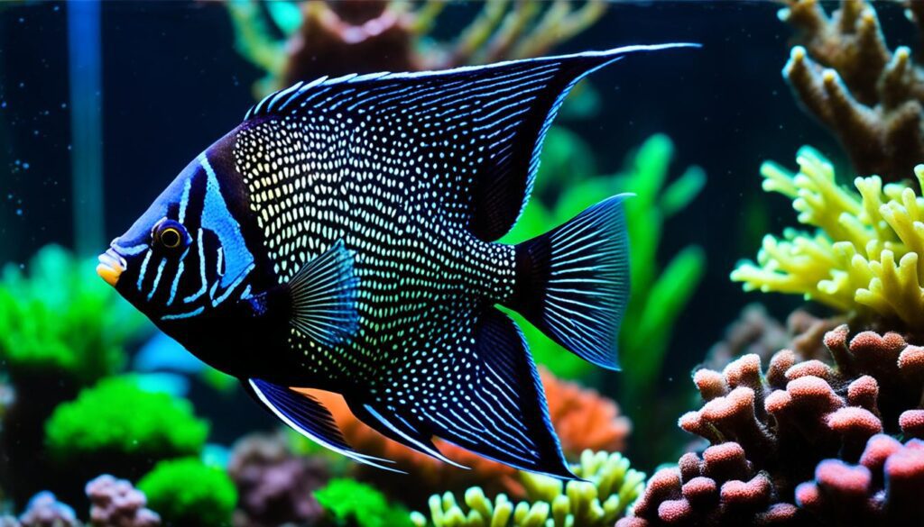 Black Lace Angelfish in a tank