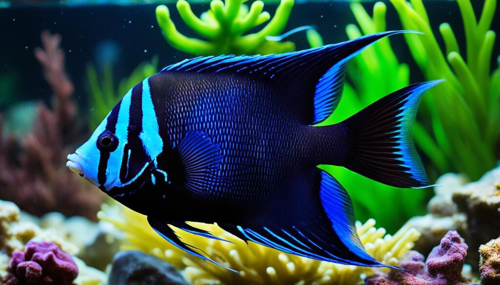 Half-Black Angelfish Feeding